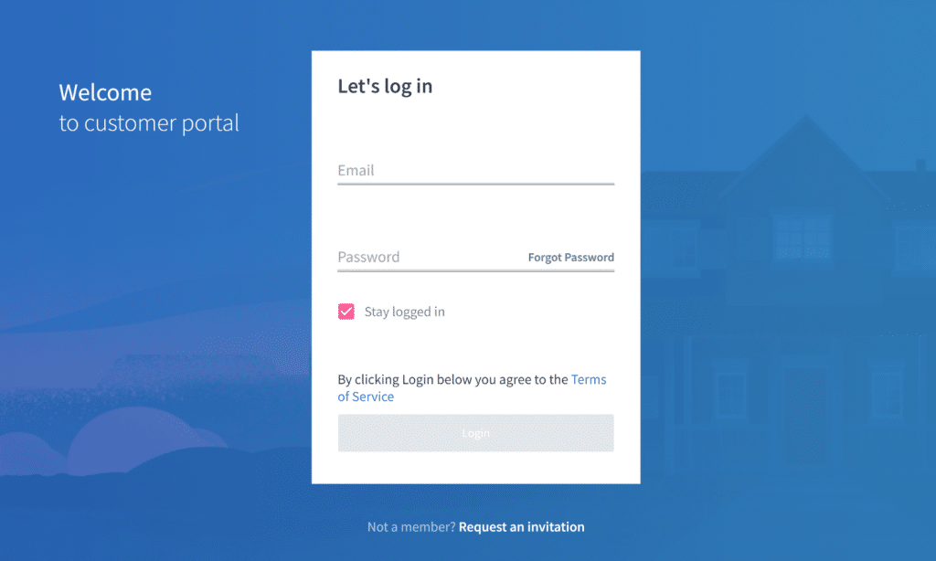 Customer Portal Login Page