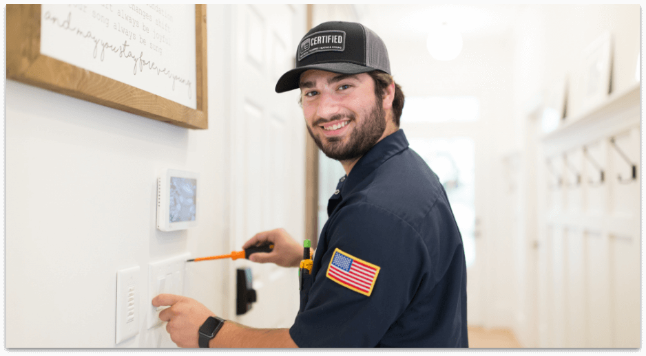 Technician performing electrical inspection