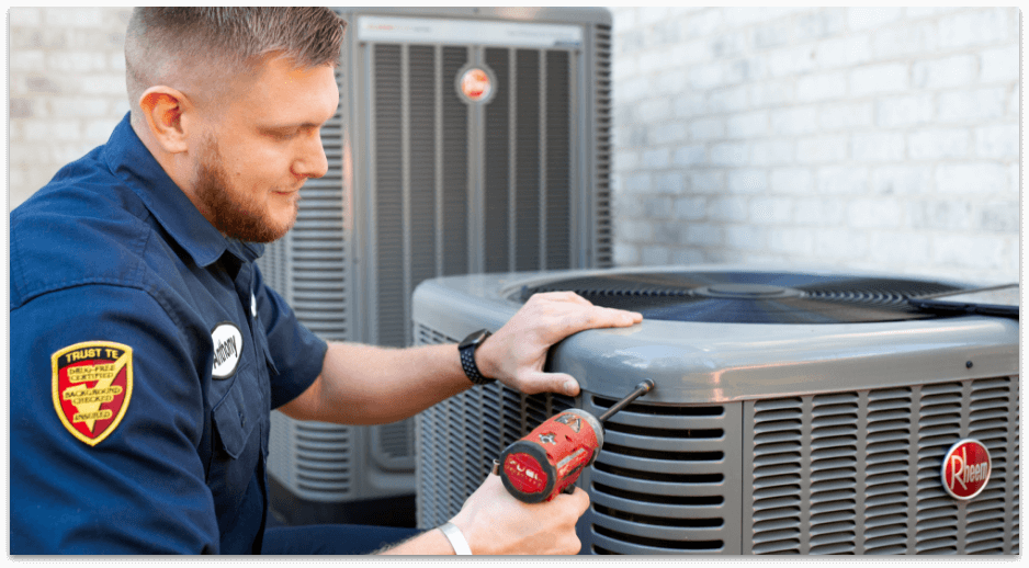 Technician with ac unit